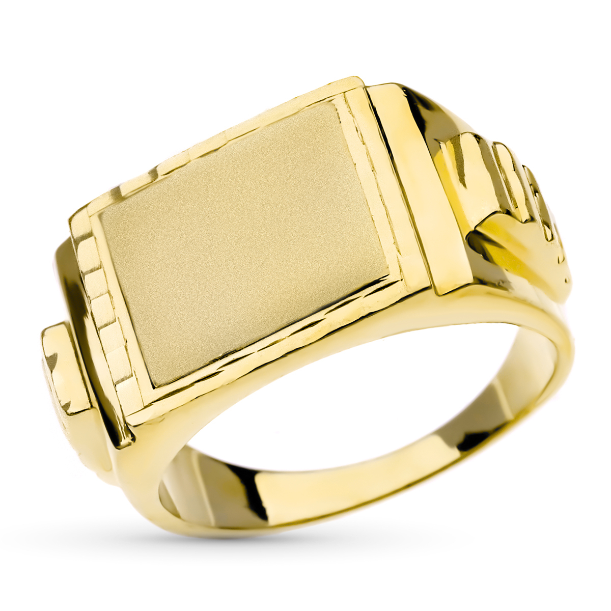 18K SELLO MACIZO CABALLERO ORO AMARILLO TALLADO CABEZA CUADRADA 20 X15 MM 10