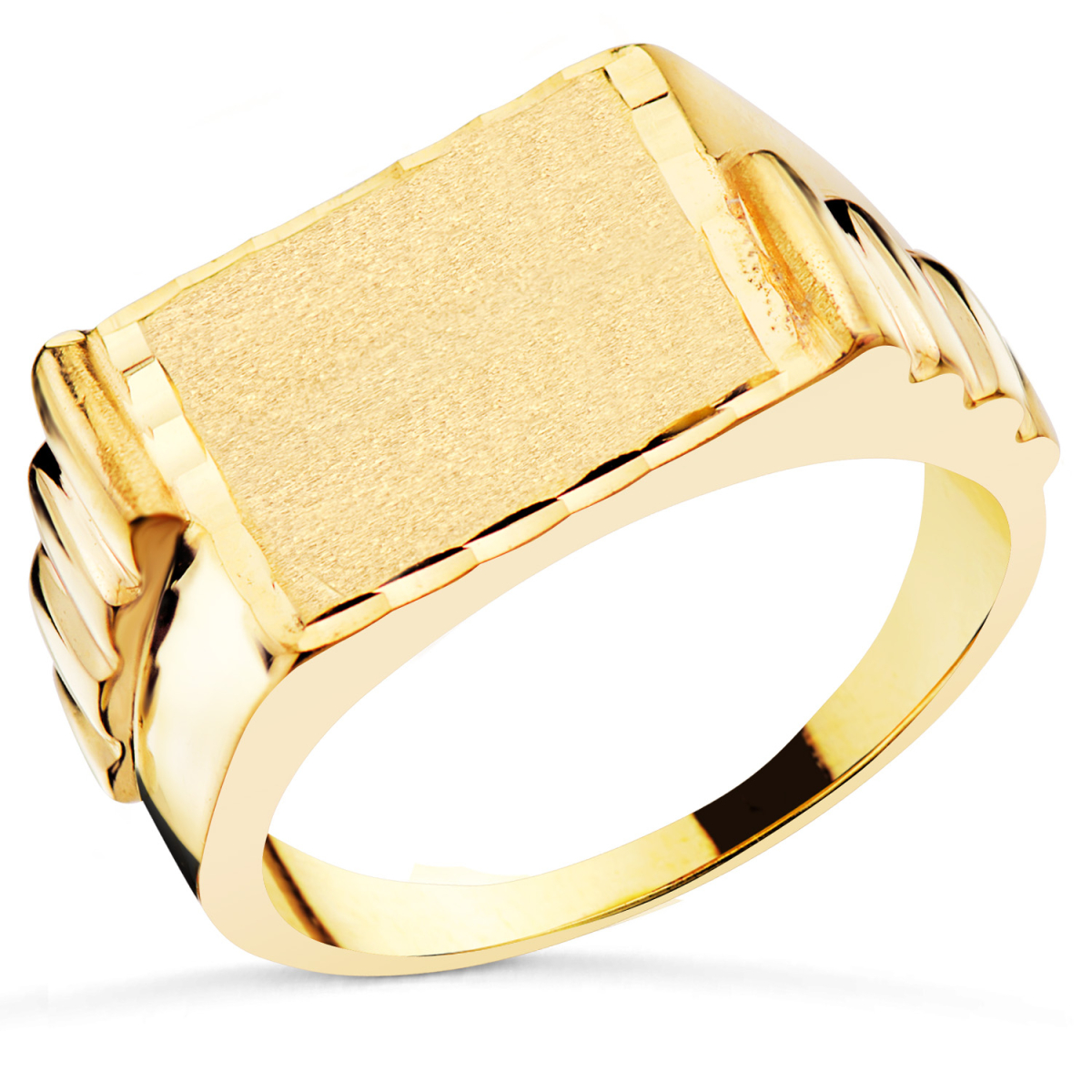 18K SELLO ORO AMARILLO CABALLERO MACIZO CUADRADO 12 X 14MM 9