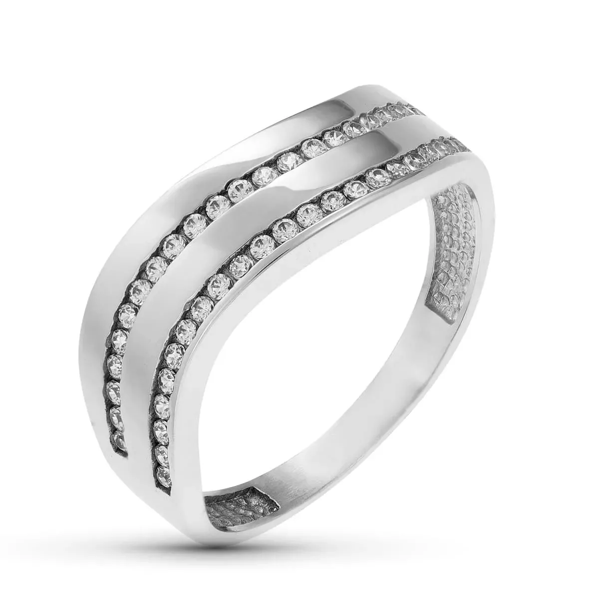 18K SORTIJA ORO BLANCO ONDAS BRILLO Y CIRCONITAS. ANCHO: 6 MM 2