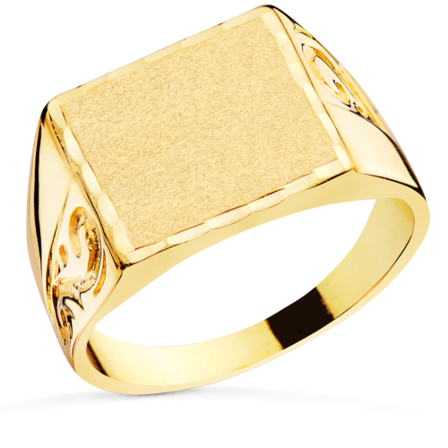 18K SELLO ORO AMARILLO CABALLERO MACIZO TALLADO ZONA GRABADO: 15X14 MM 8
