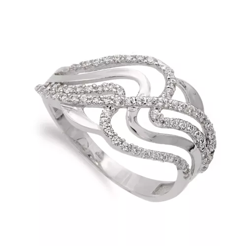 18K SORTIJA ORO BLANCO CON CIRCONITAS. ANCHO: 12 MM 2