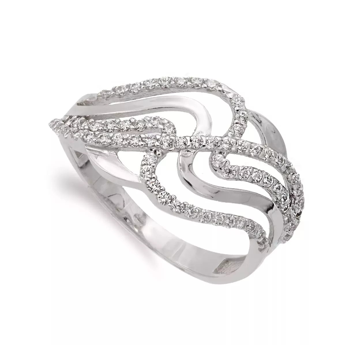 18K SORTIJA ORO BLANCO CON CIRCONITAS. ANCHO: 12 MM 2