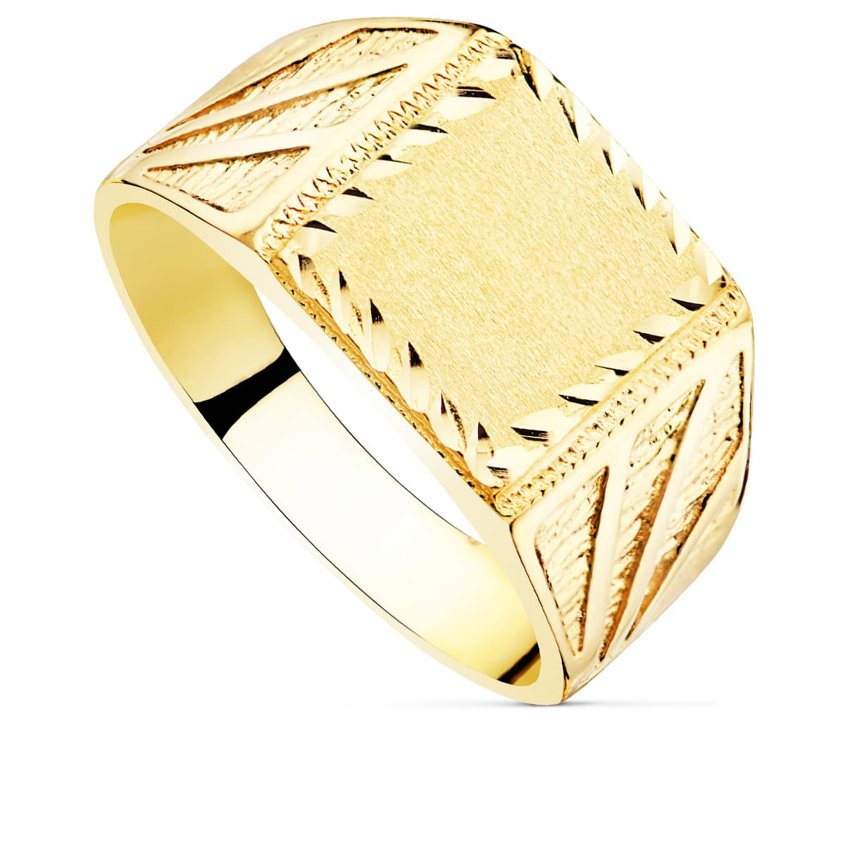 18K SELLO MACIZO CABALLERO ORO AMARILLO TALLADO CABEZA CUADRADA 11X11 MM 6