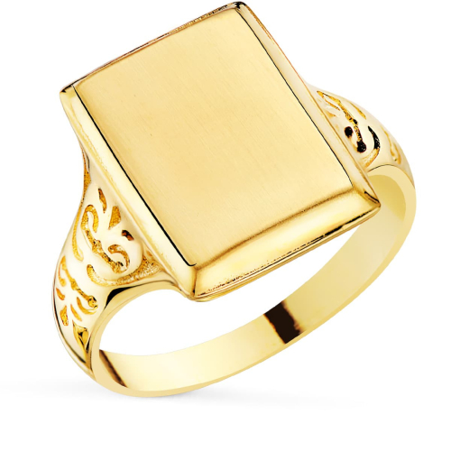 18K SELLO ORO AMARILLO CON TALLADOS LATERALES CABEZA RECTANGULAR 13X10 MM 6