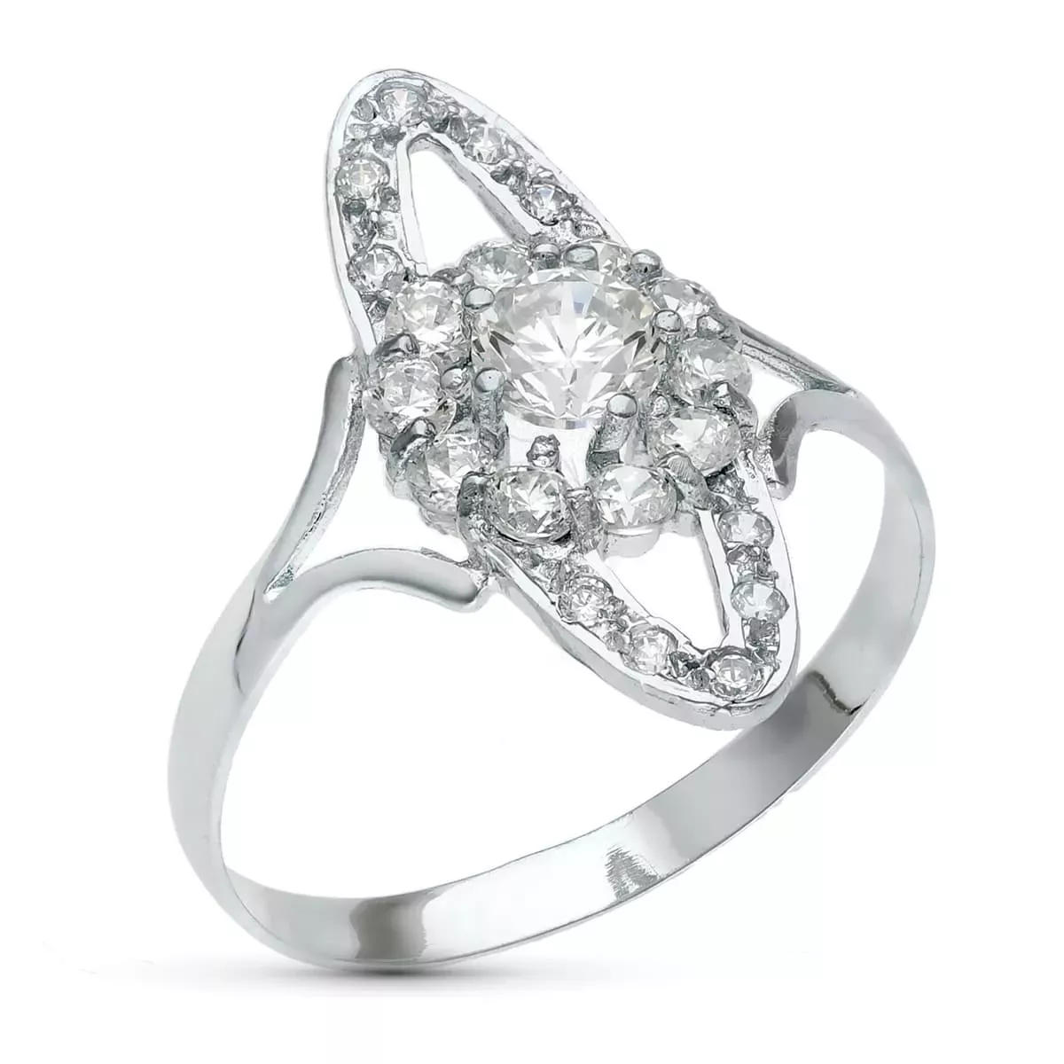 18K SORTIJA ORO BLANCO MOTIVO CALADO 20X9 MM CON CIRCONITAS. ANCHO: 20 MM 2