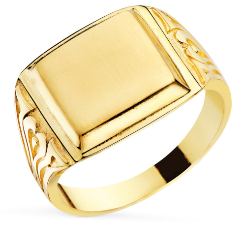 18K SELLO ORO AMARILLO CON TALLADOS LATERALES CABEZA RECTANGULAR 11X10 MM 5