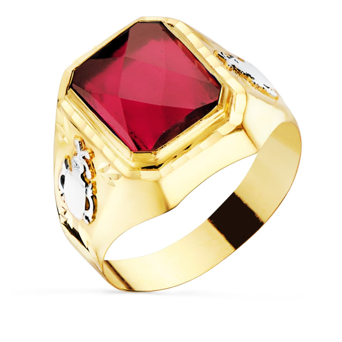 18K SELLO ORO AMARILLO CABALLERO RUBI SPINEL 4