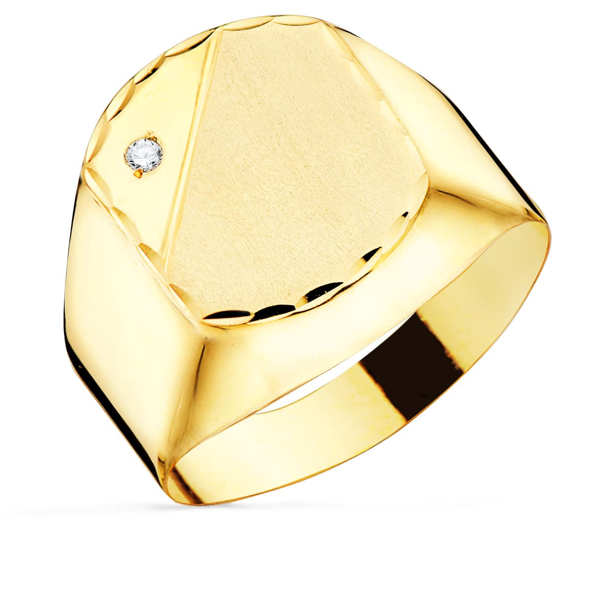 18K SELLO ORO AMARILLO CABALLERO HUECO EN BRILLO CON CIRCONITA CABEZA 13X11 MM 4