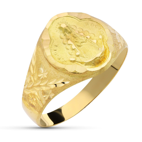 18K SELLO ORO AMARILLO VIRGEN DEL ROCIO PANDERETA. ANCHO 13MM 5