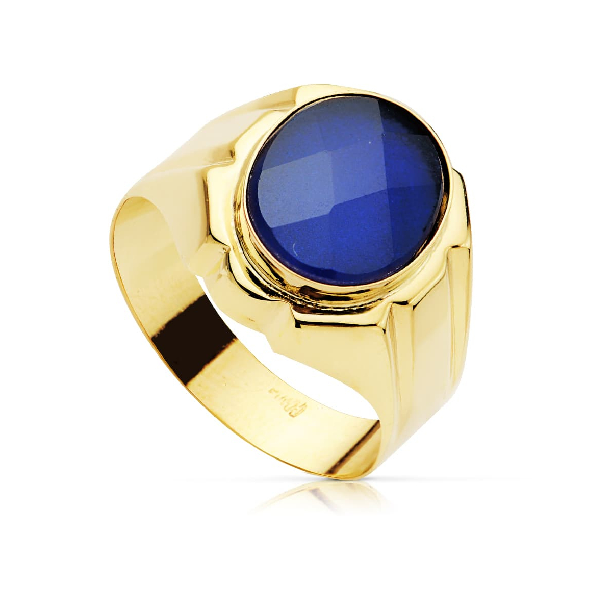 18K SELLO ORO AMARILLO HUECO CABALLERO ZAFIRO SPINEL 12
