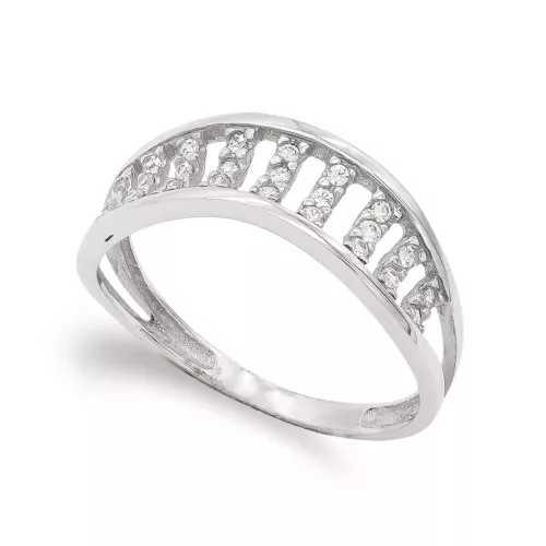 18K SORTIJA ORO BLANCO CON CIRCONITAS. ANCHO: 6