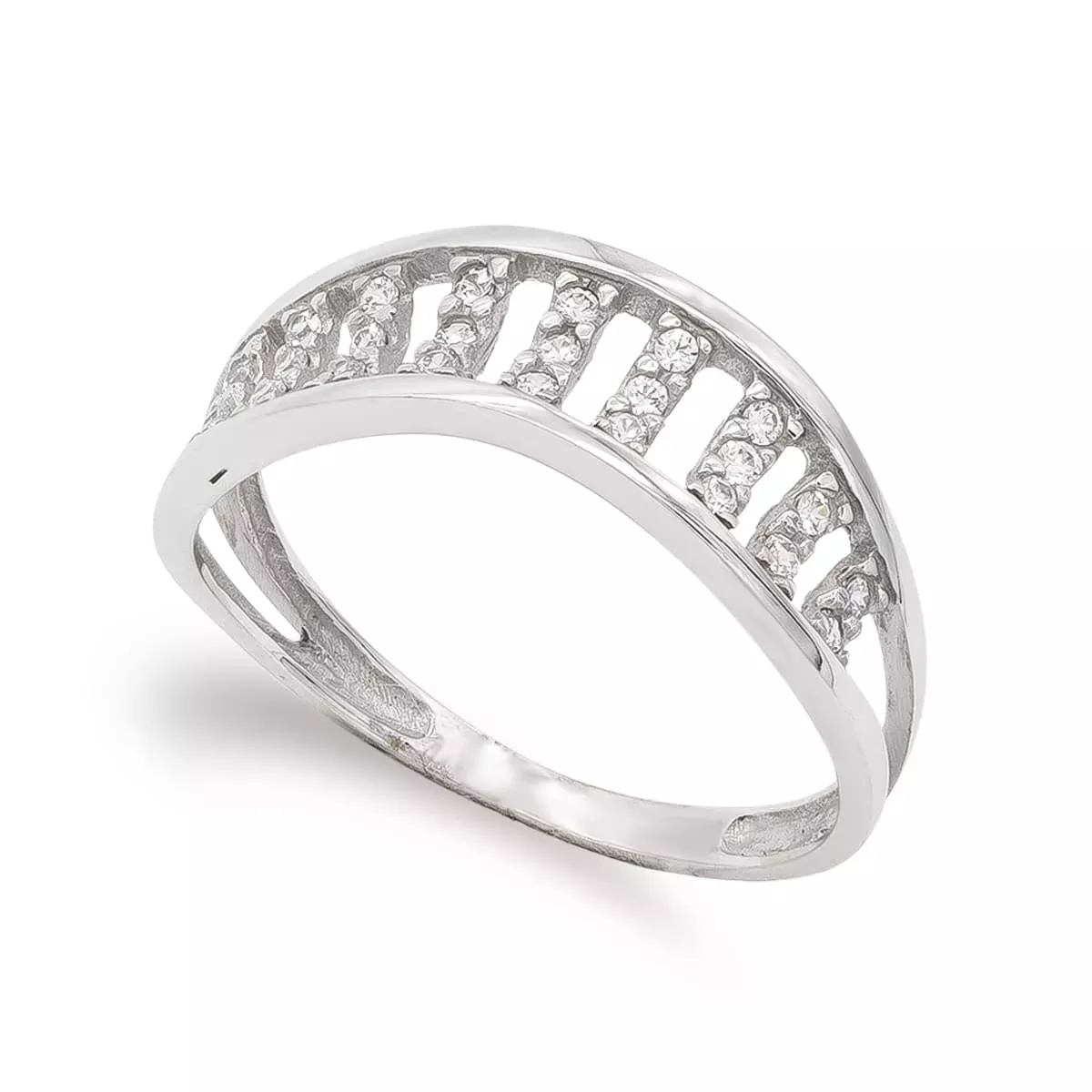 18K SORTIJA ORO BLANCO CON CIRCONITAS. ANCHO: 6