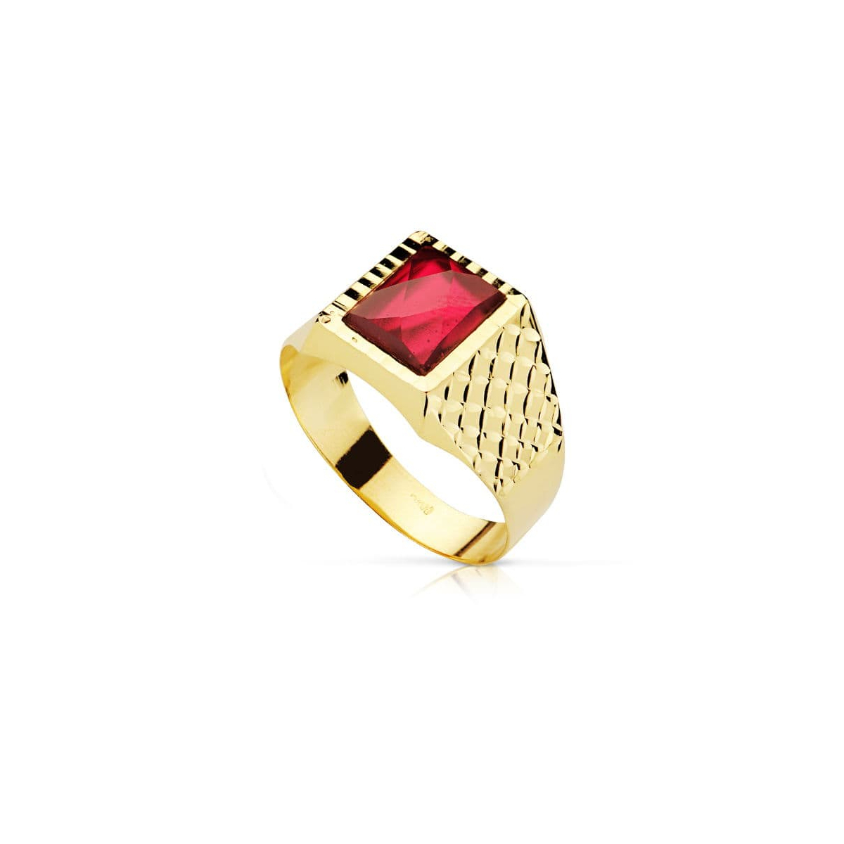 18K SELLO ORO AMARILLO CABALLERO PIEDRA RUBI SPINEL 10X8 MM 4