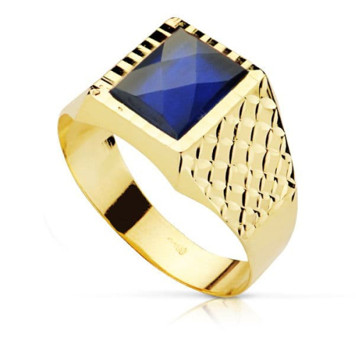 18K SELLO ORO AMARILLO CABALLERO PIEDRA ZAFIRO SPINEL 10X8 MM 4