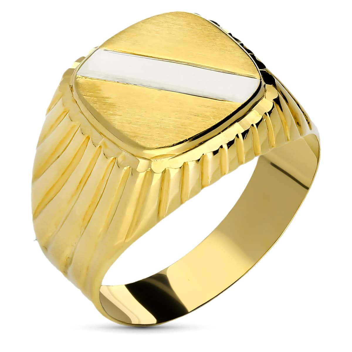 18K SELLO ORO BICOLOR HUECO GALLONEADO CUADRADO CON BANDA. ZONA GRABADO: 11X11 MM 4