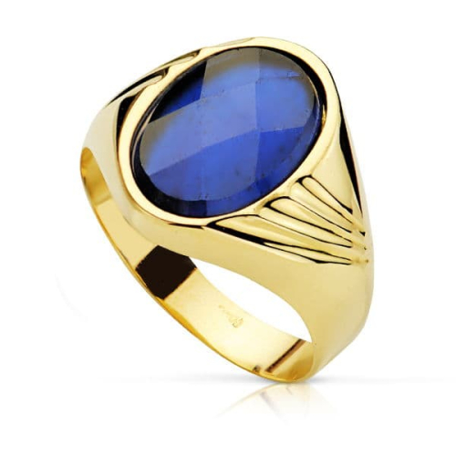 18K SELLO ORO AMARILLO HUECO PIEDRA OVAL ZAFIRO SPINEL.14X10 MM 4