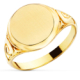 18K SELLO ORO AMARILLO CABALLERO MACIZO ZONA GRABADO REDONDO 12X12MM 4