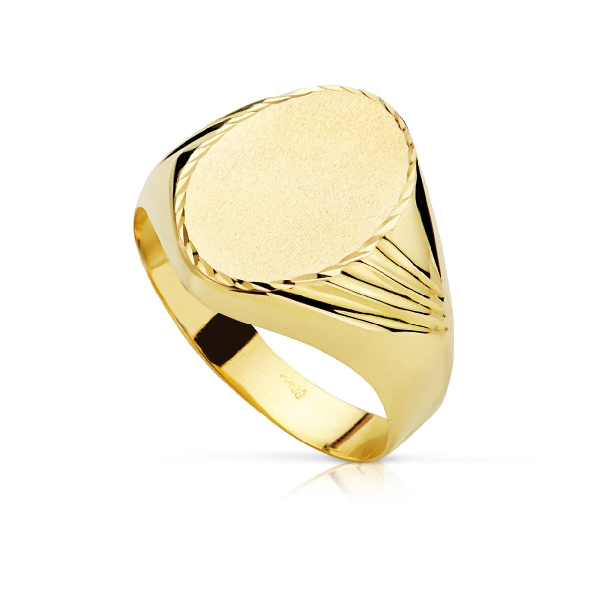 18K SELLO ORO AMARILLO HUECO CABALLERO OVAL. ZONA GRABADO: 15X11 MM 3