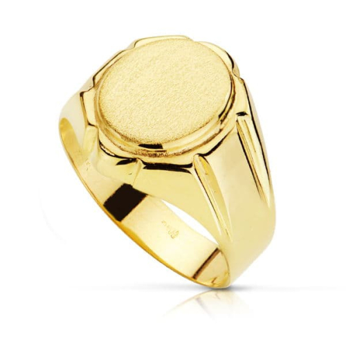 18K SELLO ORO AMARILLO HUECO TALLADO OVAL ZONA GRABADO 12 X 10.5 MM 4