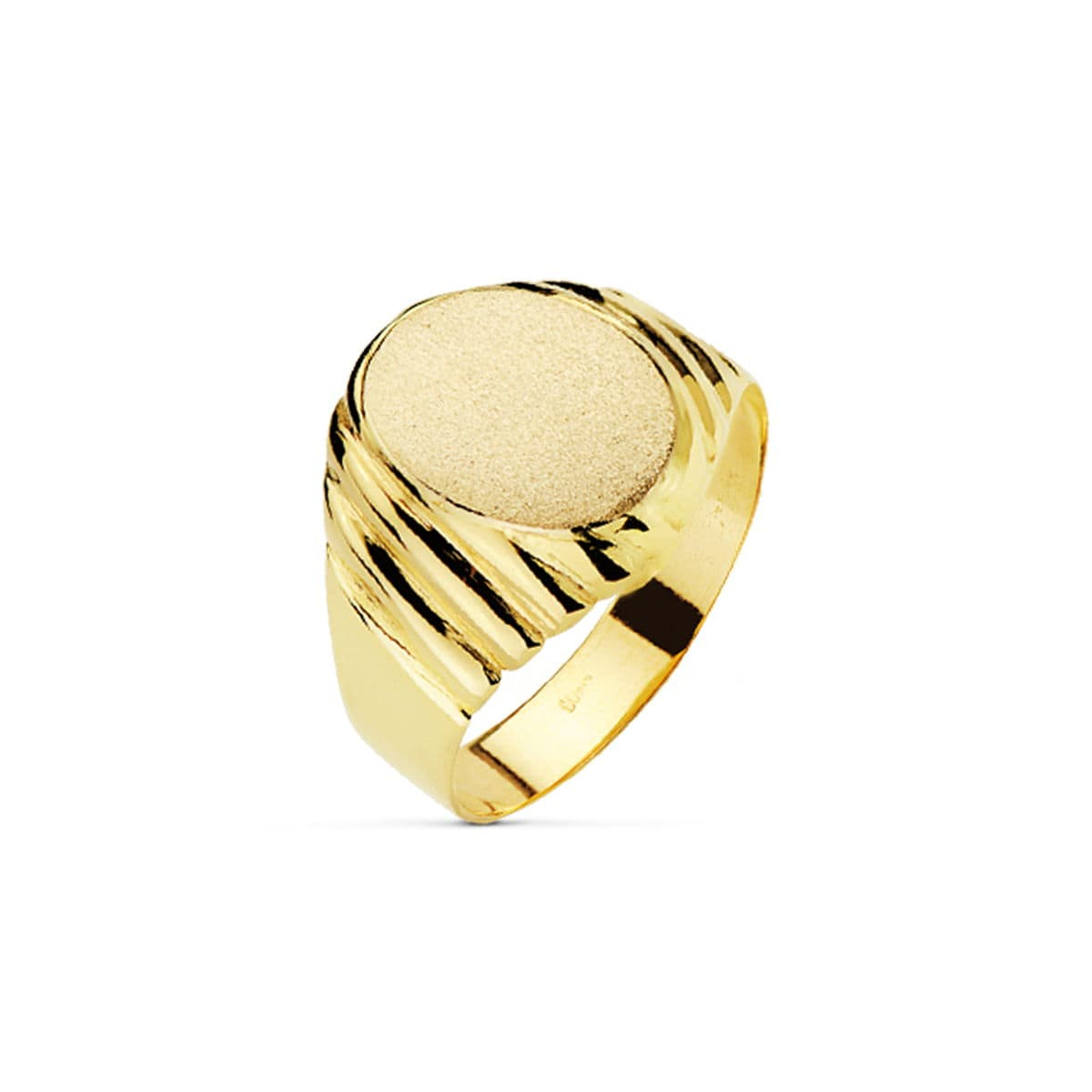18K SELLO ORO AMARIILO HUECO TALLADO OVAL ZONA GRABADO 13 X 11 MM 4