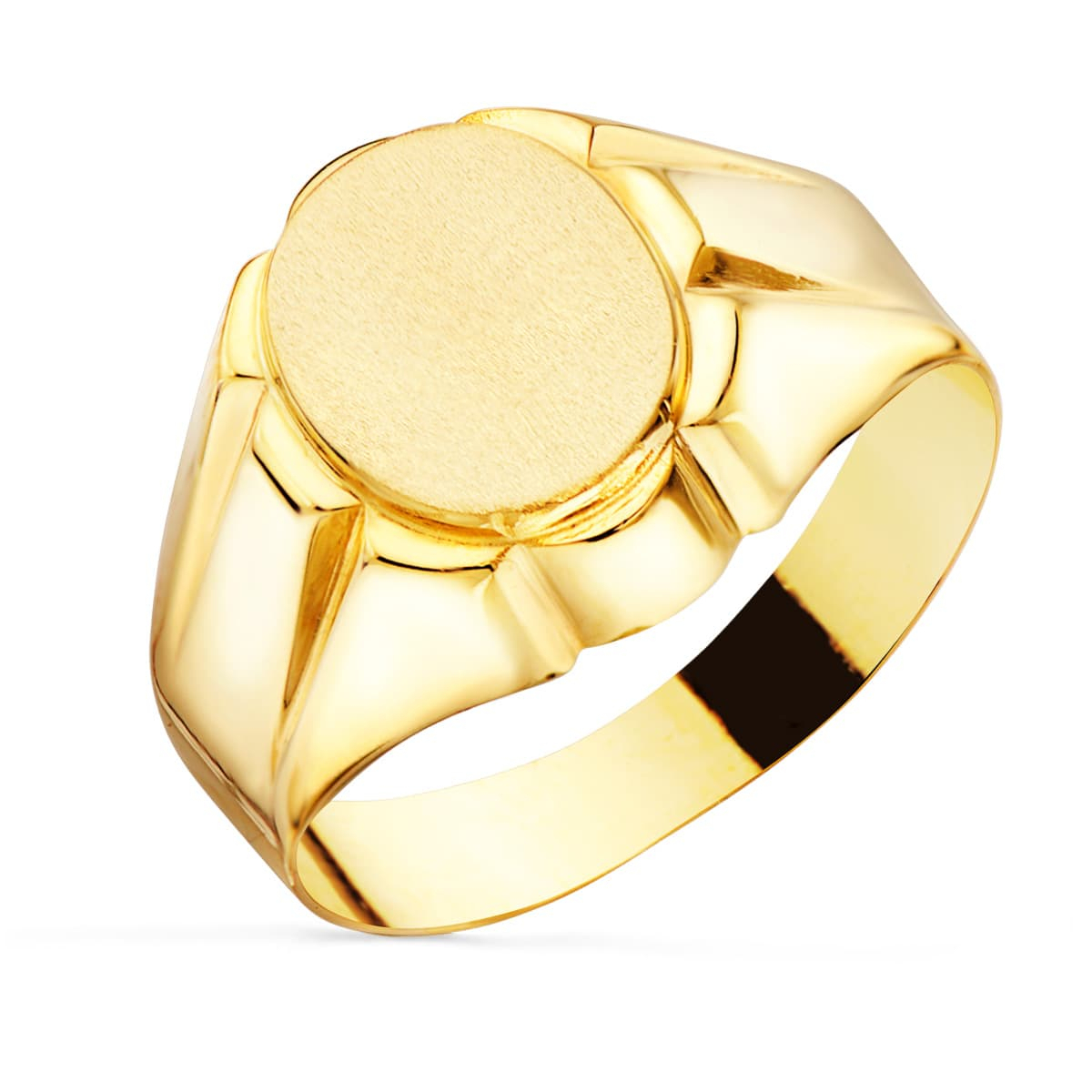 18K SELLO ORO AMARILLO CABALLERO HUECO OVAL LATERAL BRILLO. ZONA GRABADO: 11X9 MM 3