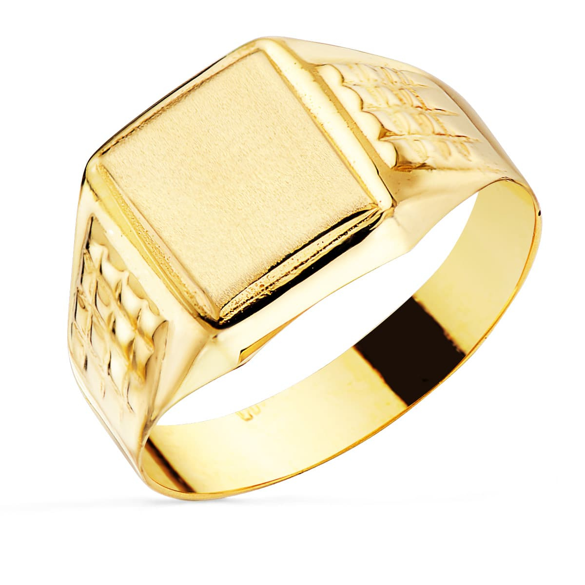 18K SELLO ORO AMARILLO CABALLERO HUECO LATERAL BRILLO. ZONA GRABADO: 10X9 MM 3