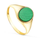 18K SELLO ORO AMARILLO BRILLO CON PIEDRA OVAL MALAQUITA 10 X 8 MM . 2