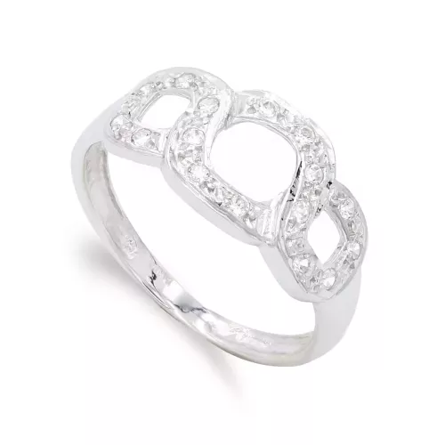 18K SORTIJA ORO BLANCO Y CIRCONITAS. ANCHO: 9