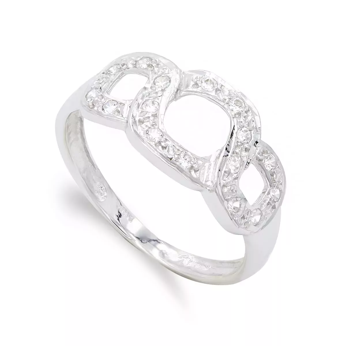 18K SORTIJA ORO BLANCO Y CIRCONITAS. ANCHO: 9