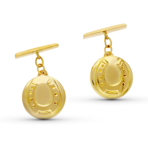 18K GEMELOS ORO AMARILLO REDONDOS HERRADURA 15 MM 4