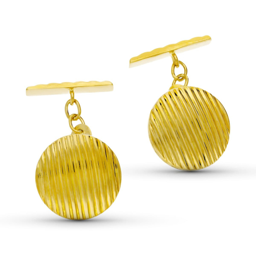 18K GEMELOS REDONDOS ORO AMARILLO GALLONEADOS 15 MM 4