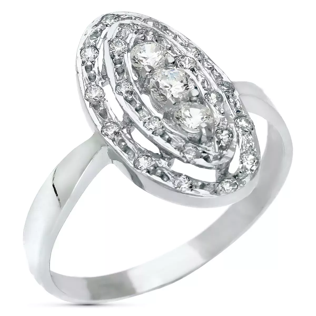 18K SORTIJA ORO BLANCO LANZADERA CON CIRCONITAS. ANCHO: 18 MM 2