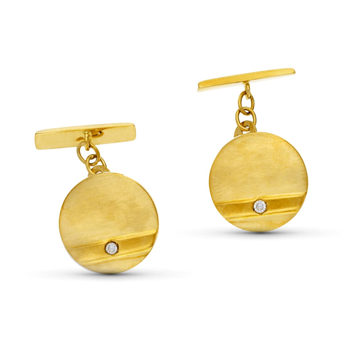 18K GEMELOS REDONDO ORO AMARILLO CIRCONITA 16 MM 4
