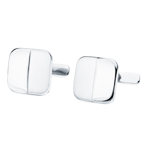 18K GEMELOS ORO BLANCO CUADRADOS MATE Y BRILLO 14X14 MM CIERRE RIGIDO OSCILANTE 4