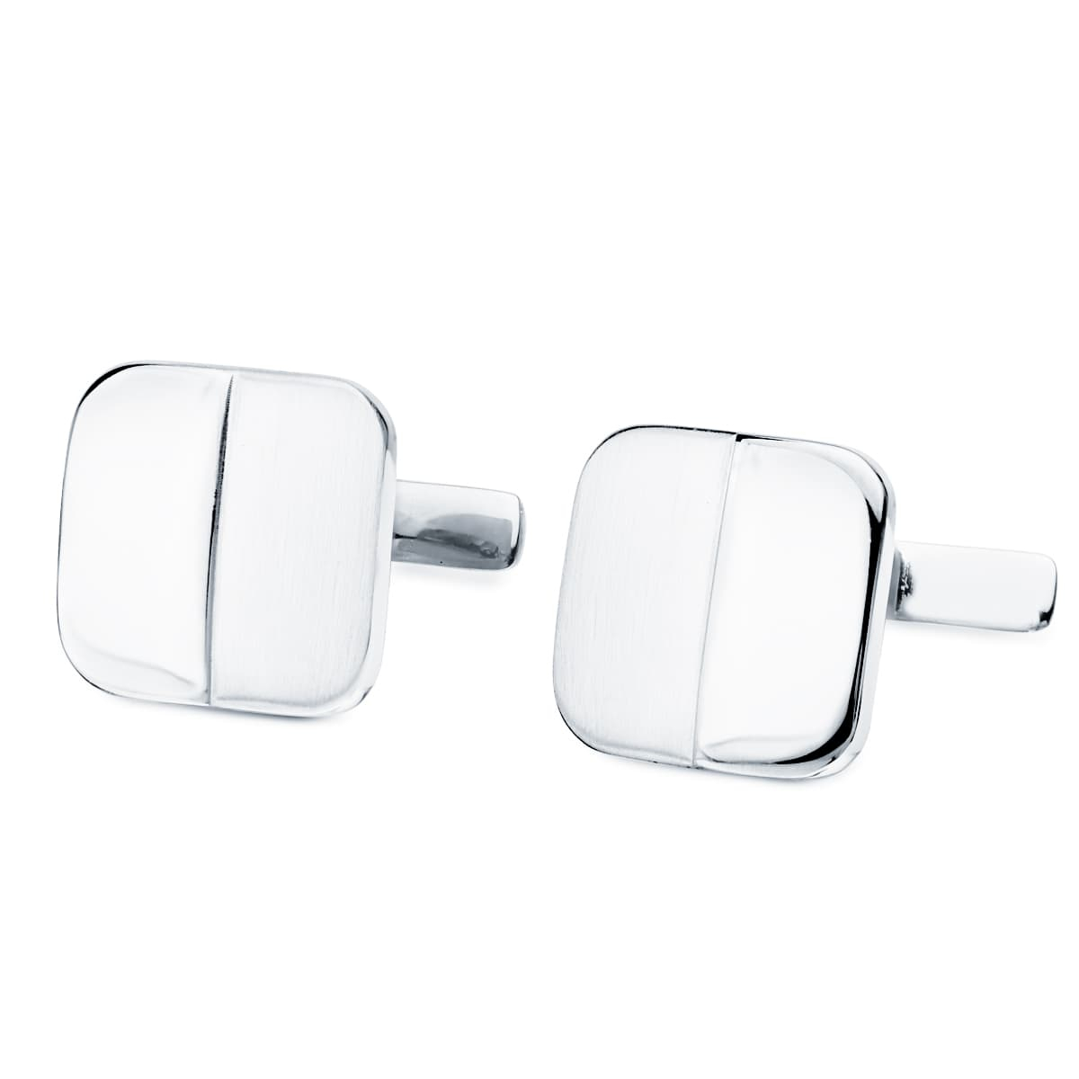 18K GEMELOS ORO BLANCO CUADRADOS MATE Y BRILLO 14X14 MM CIERRE RIGIDO OSCILANTE 4