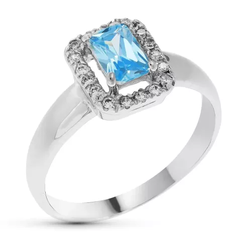 18K SORTIJA ORO BLANCO PIEDRA COLOR Y CIRCONITAS. MEDIDA: 9