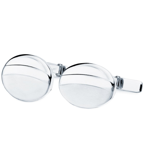 18K GEMELOS ORO BLANCO OVAL MATE Y BRILLO 18X13 MM CIERRE RIGIDO OSCILANTE 4