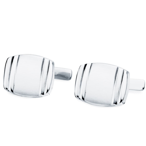 18K GEMELOS ORO BLANCO TONEL MATE Y BRILLO 17X13 MM CIERRE RIGIDO OSCILANTE 4