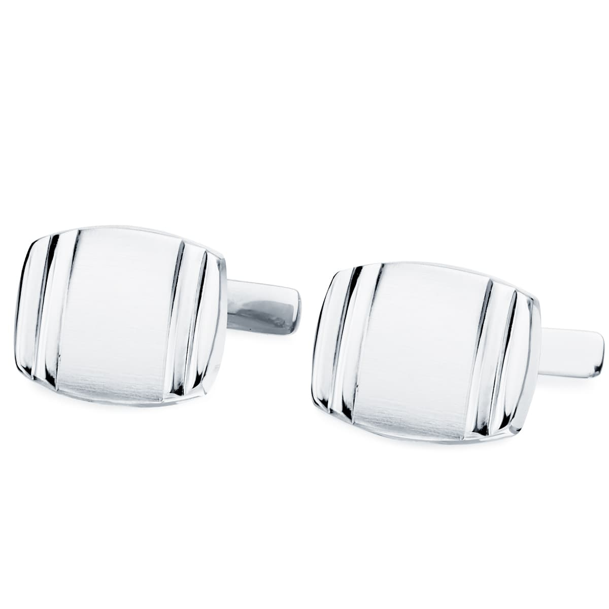 18K GEMELOS ORO BLANCO TONEL MATE Y BRILLO 17X13 MM CIERRE RIGIDO OSCILANTE 4