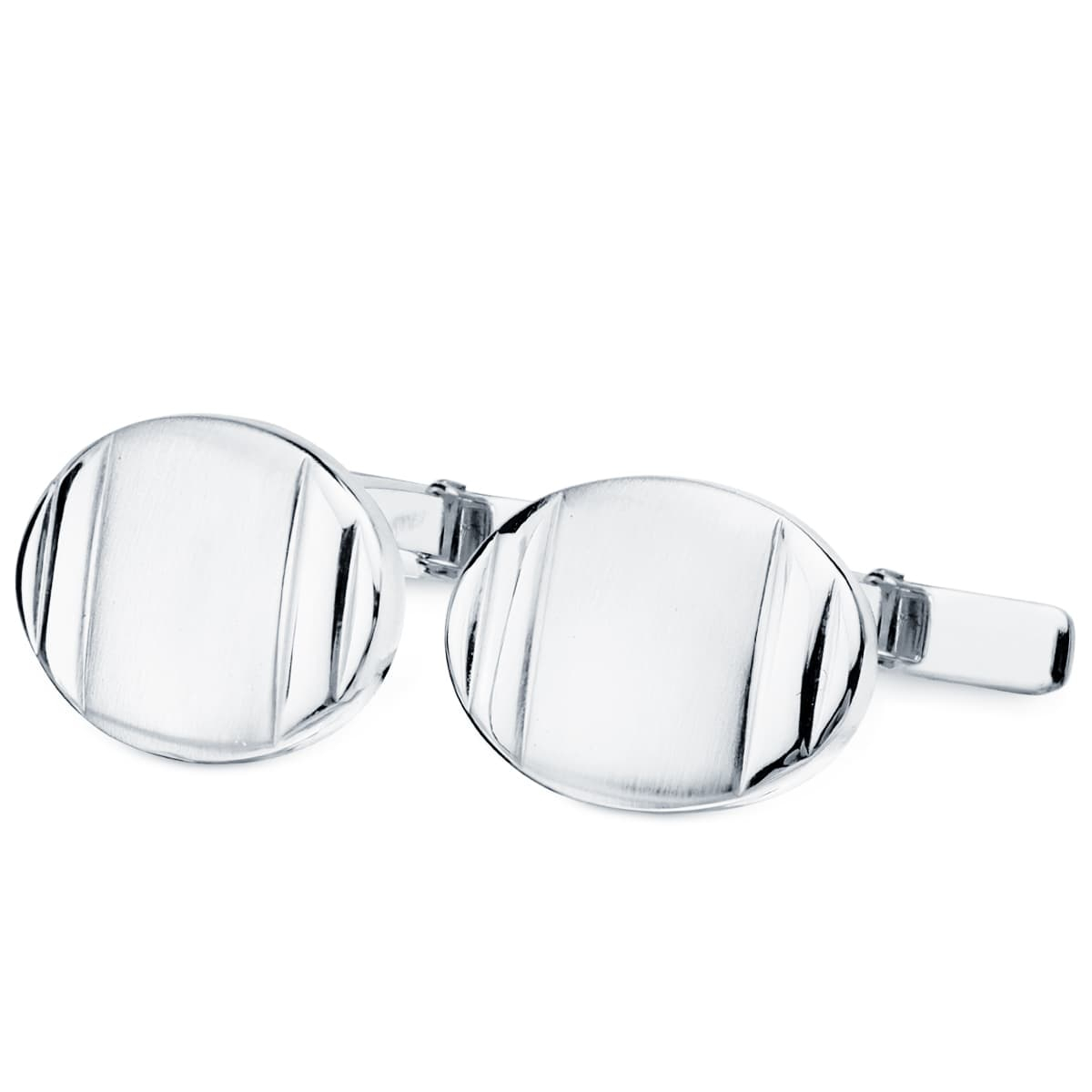 18K GEMELOS ORO BLANCO OVAL MATE Y BRILLO 18X13 MM CIERRE RIGIDO OSCILANTE 4