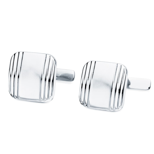 18K GEMELOS ORO BLANCO CUADRADOS MATE Y BRILLO 14X14 MM CIERRE RIGIDO OSCILANTE 4