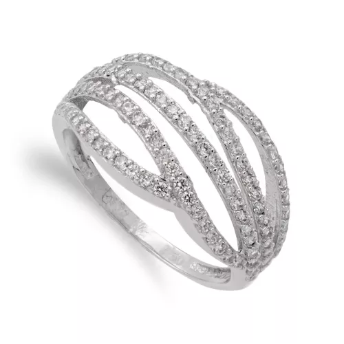 18K SORTIJA ORO BLANCO CON CIRCONITAS. ANCHO: 10