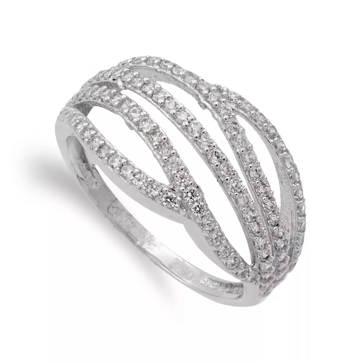 18K SORTIJA ORO BLANCO CON CIRCONITAS. ANCHO: 10