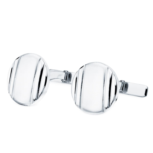 18K GEMELOS ORO BLANCO REDONDOS MATE Y BRILLO 15 MM CIERRE RIGIDO OSCILANTE 4