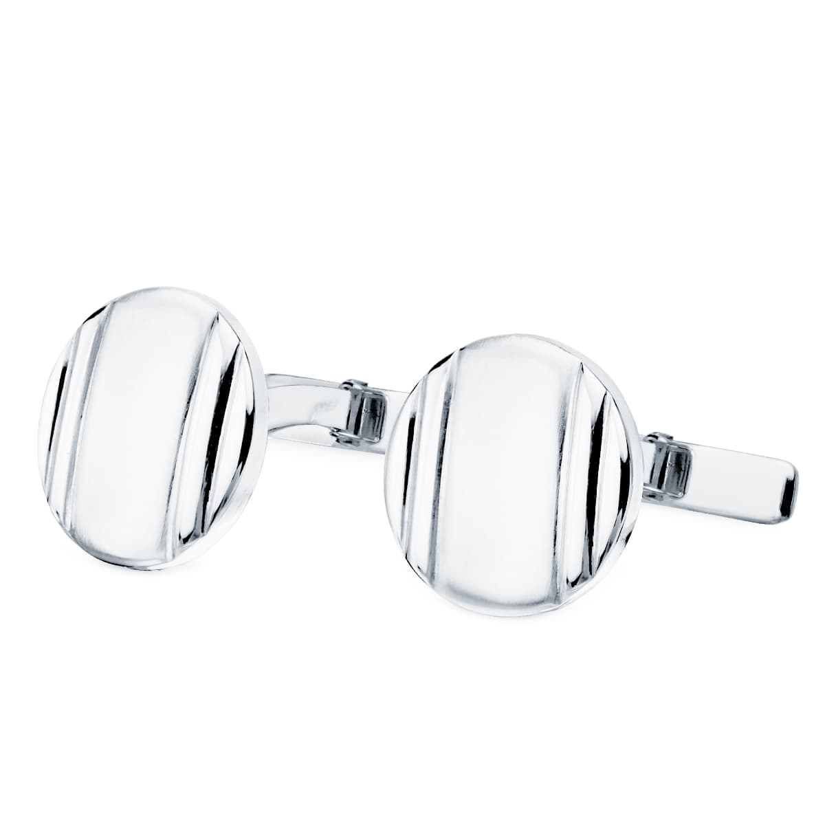 18K GEMELOS ORO BLANCO REDONDOS MATE Y BRILLO 15 MM CIERRE RIGIDO OSCILANTE 4