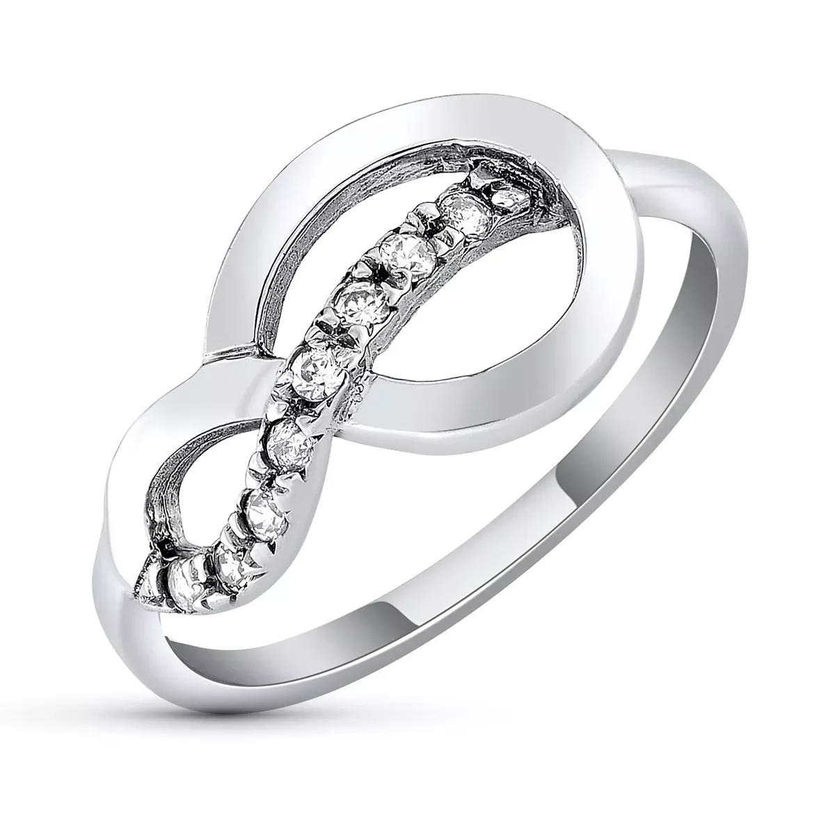 18K SORTIJA ORO BLANCO NUDO CON CIRCONITAS. ANCHO: 10 MM 3