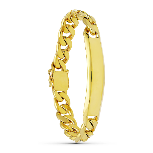 18K PULSERA ESCLAVA ORO AMARILLO BARBADA MACIZA ANCHO: 10MM. LARGO: 20