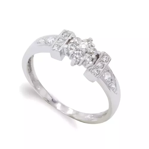 18K SORTIJA ORO BLANCO CON CIRCONITAS. ANCHO: 6