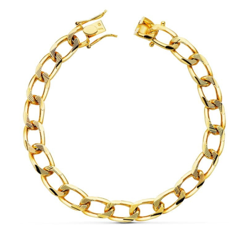 18K PULSERA ORO AMARILLO BARBADA MACIZA 8 MM 22CM 37
