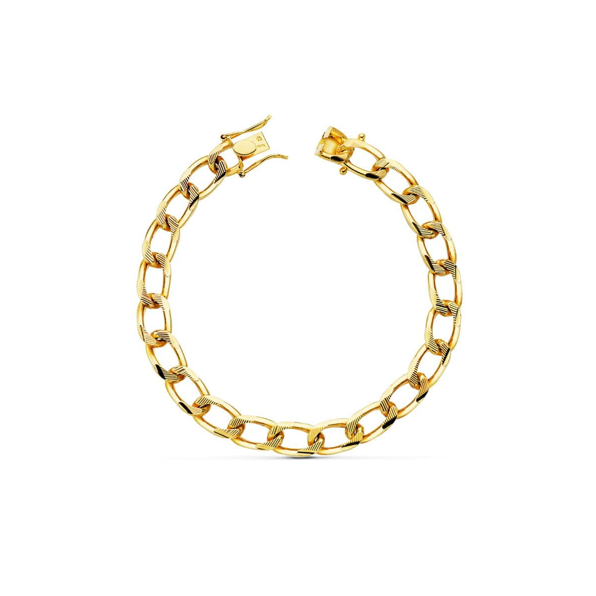 18K PULSERA ORO AMARILLO BARBADA MACIZA 8 MM 22CM 37